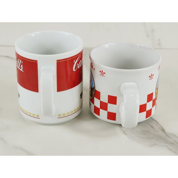 Campbell's Soup Cup Coffee Mug Teacup 10oz 8oz Porcelain 2000 Kids x2 Vintage - Picture 8 of 16